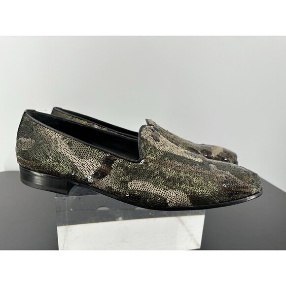 Etro Camouflage Sequin Loafers In Green And Black Size 45/12 USA Made Italy main image 7